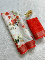 Soft Linen Cotton Saree with Digital Prints