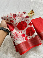 Soft Linen Cotton Saree with Digital Prints