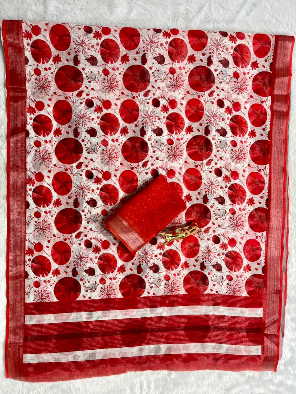 Soft Linen Cotton Saree with Digital Prints