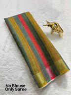 Soft Linen Cotton Saree with Stripe Digital Prints