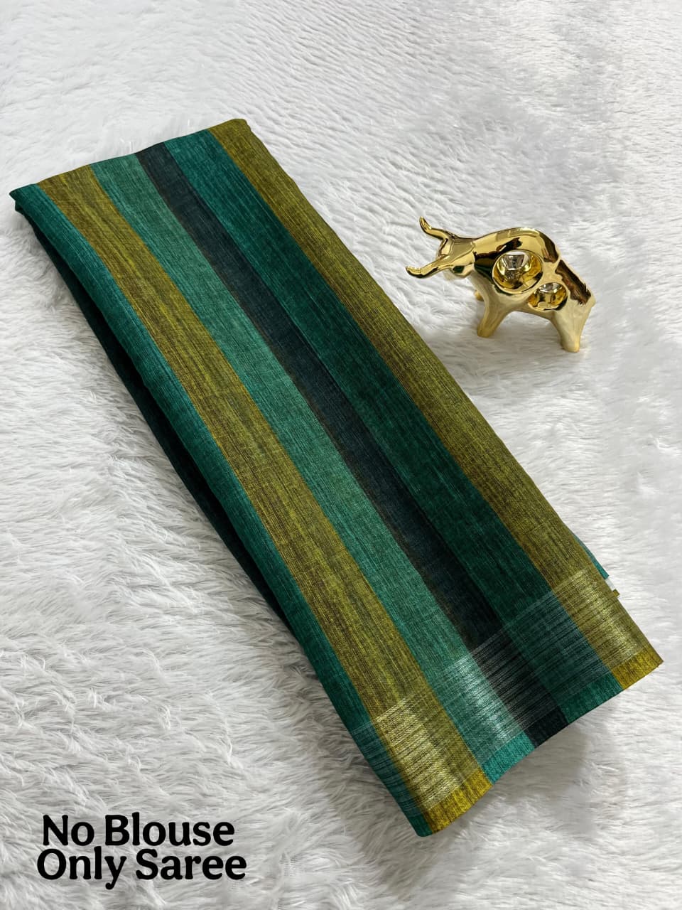 Soft Linen Cotton Saree with Stripe Digital Prints