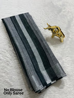 Soft Linen Cotton Saree with Stripe Digital Prints