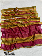Soft Linen Cotton Saree with Stripe Digital Prints