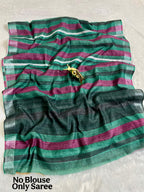 Soft Linen Cotton Saree with Stripe Digital Prints