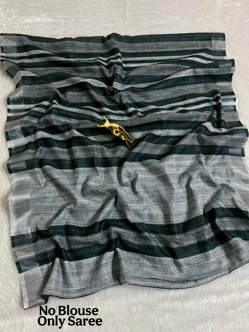 Soft Linen Cotton Saree with Stripe Digital Prints