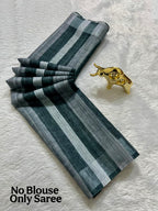 Soft Linen Cotton Saree with Stripe Digital Prints
