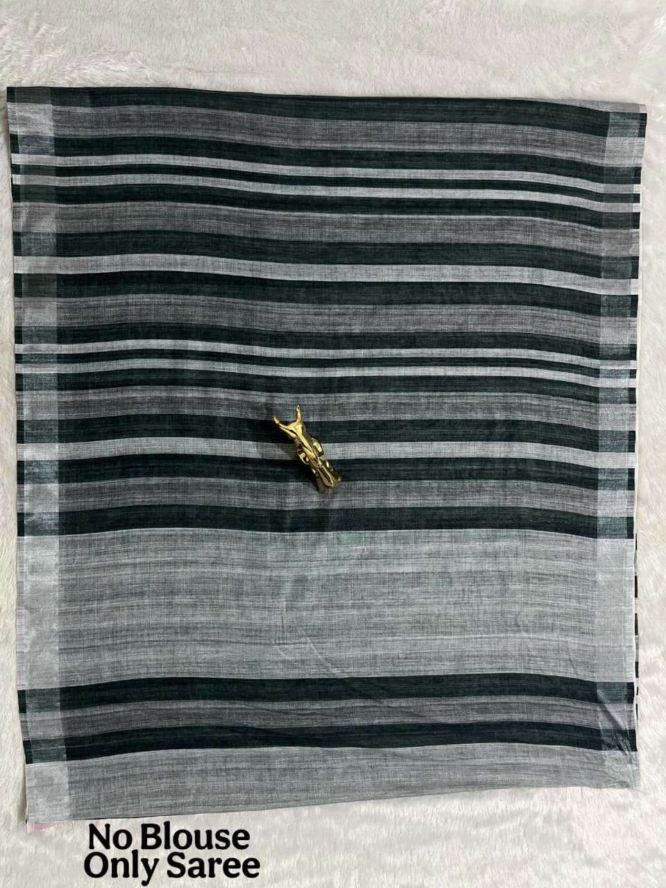 Soft Linen Cotton Saree with Stripe Digital Prints