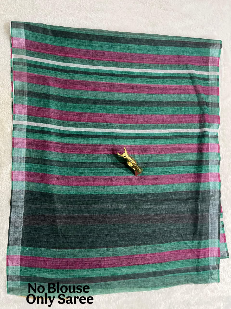 Soft Linen Cotton Saree with Stripe Digital Prints