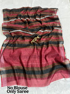 Soft Linen Cotton Saree with Stripe Digital Prints