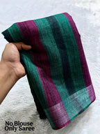 Soft Linen Cotton Saree with Stripe Digital Prints