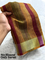 Soft Linen Cotton Saree with Stripe Digital Prints