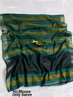 Soft Linen Cotton Saree with Stripe Digital Prints