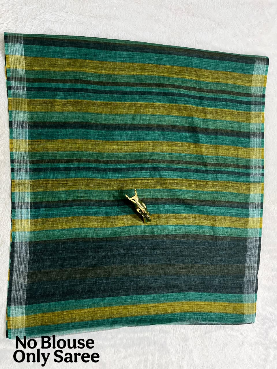 Soft Linen Cotton Saree with Stripe Digital Prints
