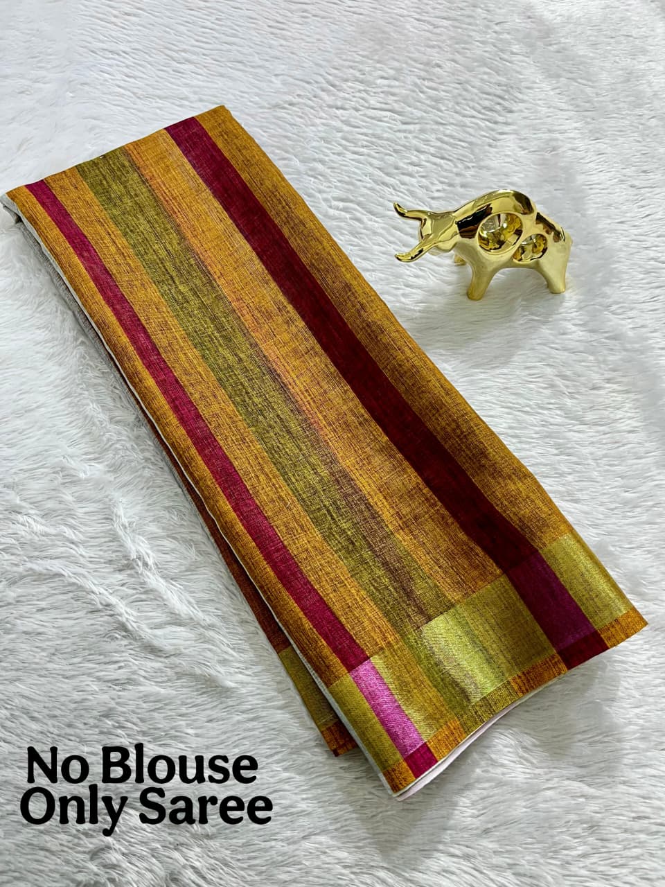 Soft Linen Cotton Saree with Stripe Digital Prints