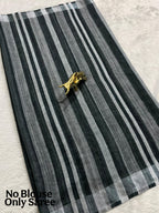 Soft Linen Cotton Saree with Stripe Digital Prints