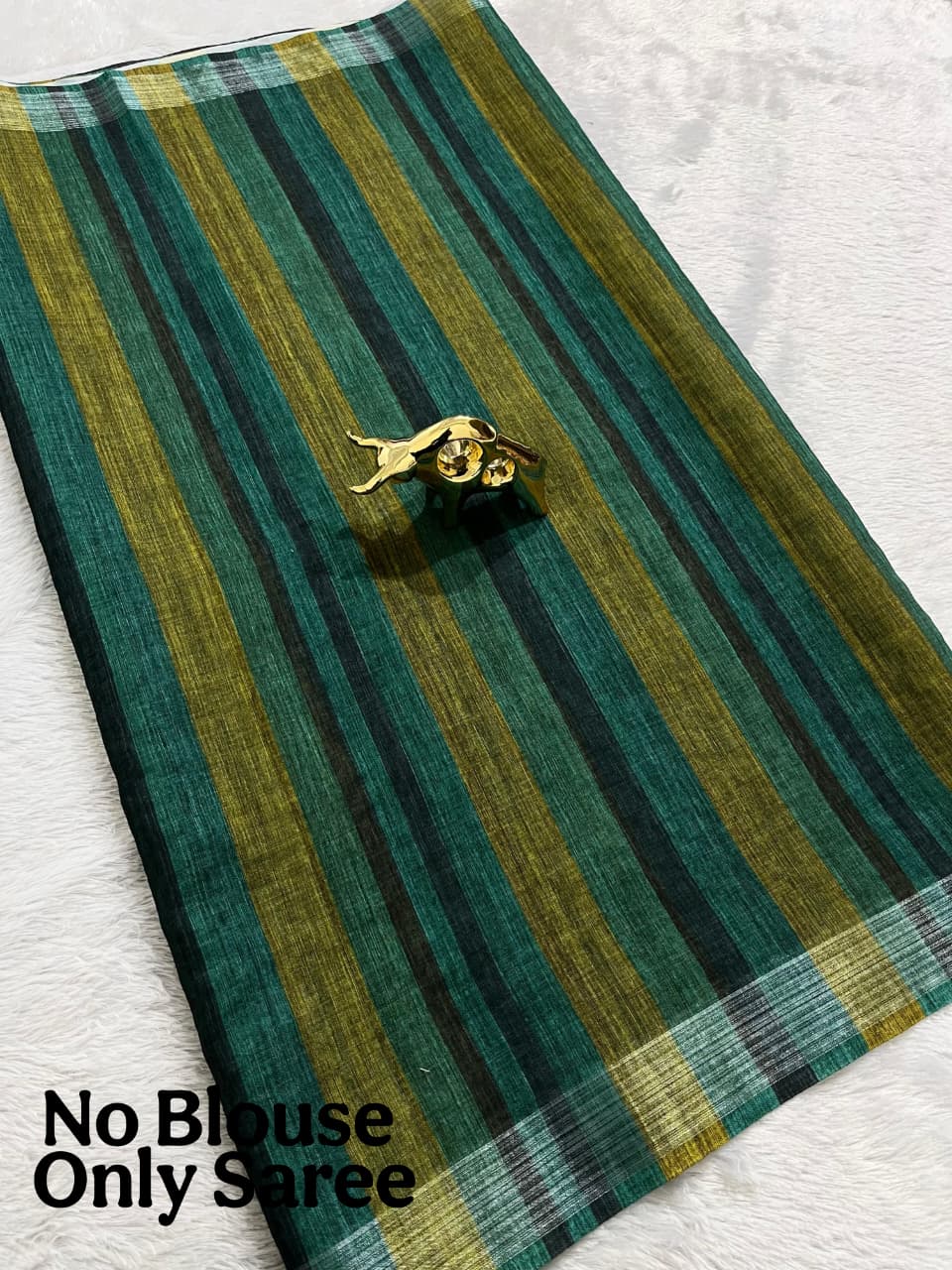 Soft Linen Cotton Saree with Stripe Digital Prints