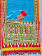 Blue Soft Silk Saree with Patola Digital Prints & Tassel Pallu
