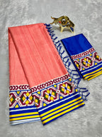 Peach Soft Silk Saree with Patola Digital Prints & Tassel Pallu