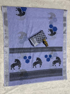 Linen Cotton Saree with Silver Zari Border & Horse Digital Print