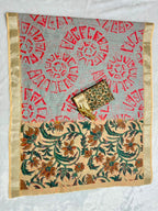 Grey Linen Cotton Saree with Silver Zari Border, Graphic Digital Print Body & Kalamkari Floral Pallu