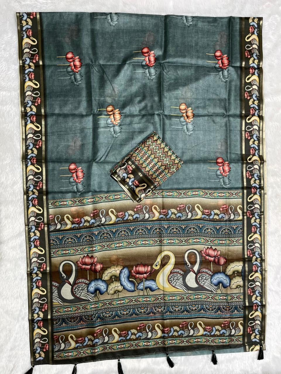 Vihara Kota Doriya Saree – Slate Grey