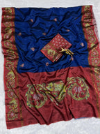 Soft Black Silk Saree with Tanjore Digital Prints
