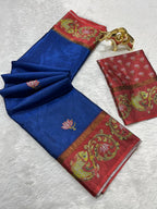 Soft Black Silk Saree with Tanjore Digital Prints