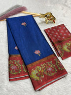 Soft Black Silk Saree with Tanjore Digital Prints