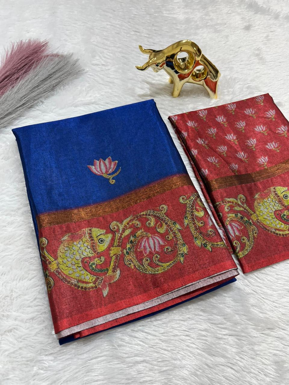 Soft Black Silk Saree with Tanjore Digital Prints