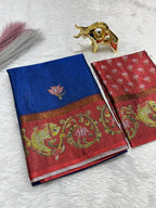 Soft Black Silk Saree with Tanjore Digital Prints