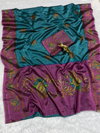 Soft Black Silk Saree with Tanjore Digital Prints