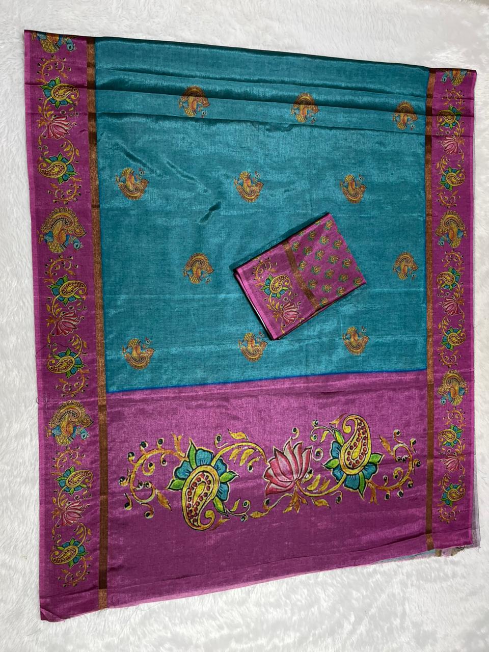 Soft Black Silk Saree with Tanjore Digital Prints