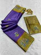 Soft Black Silk Saree with Tanjore Digital Prints
