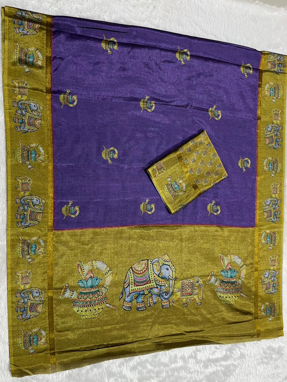 Soft Black Silk Saree with Tanjore Digital Prints