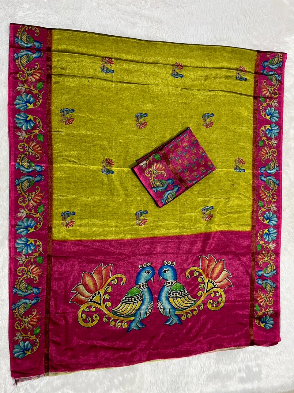 Soft Black Silk Saree with Tanjore Digital Prints