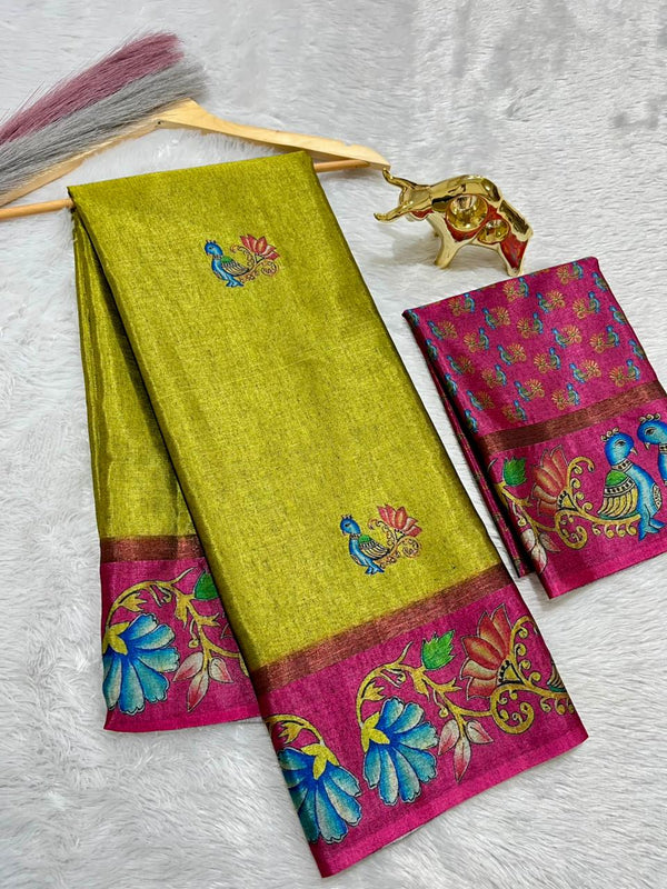 Soft Black Silk Saree with Tanjore Digital Prints