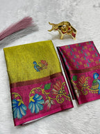 Soft Black Silk Saree with Tanjore Digital Prints