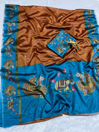 Soft Black Silk Saree with Tanjore Digital Prints