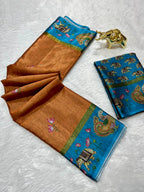 Soft Black Silk Saree with Tanjore Digital Prints