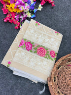 Cream Premium Pure Kota Doriya Saree with Multi-Thread Embroidery