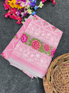 Pink Premium Pure Kota Doriya Saree with Multi-Thread Embroidery