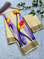 Aarini Tussar Feel Silk Saree – Pastel Tulip Glow