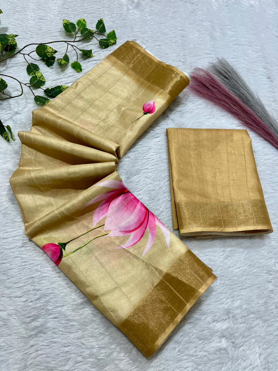 Aarini Tussar Feel Silk Saree – Lotus Whisper