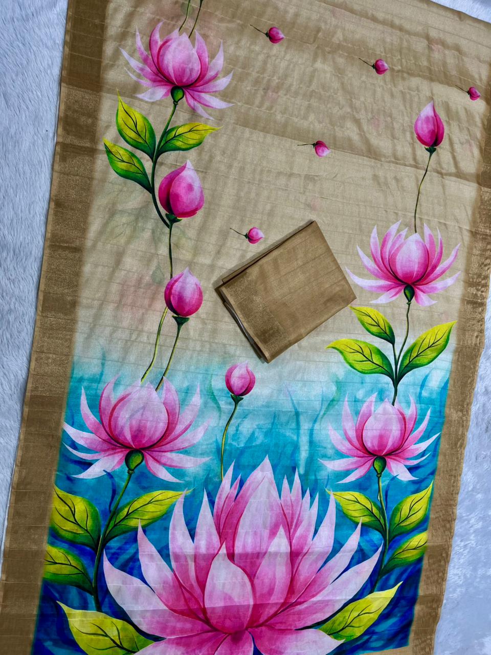 Aarini Tussar Feel Silk Saree – Lotus Whisper