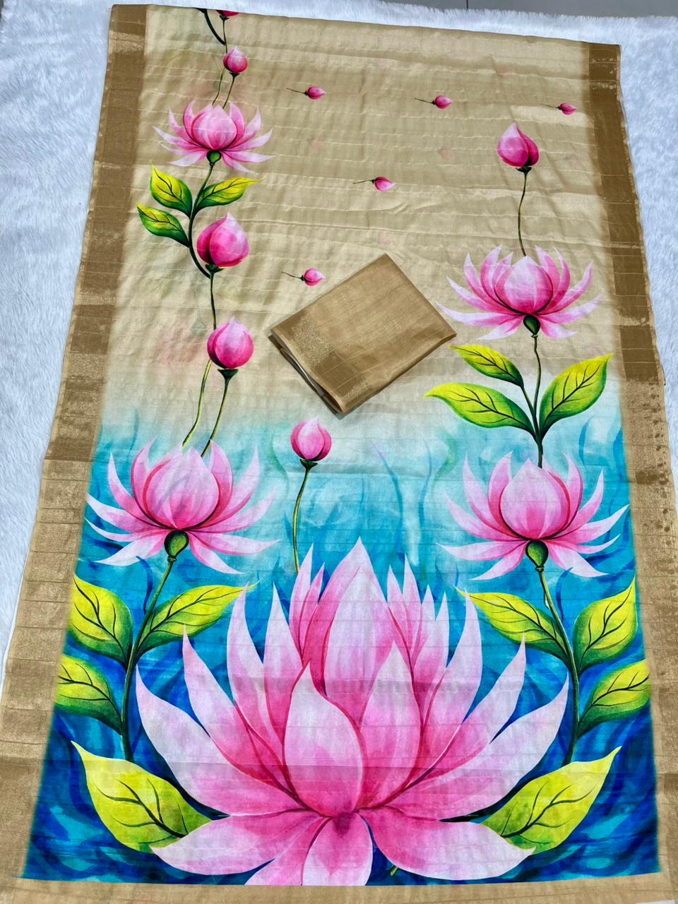 Aarini Tussar Feel Silk Saree – Lotus Whisper