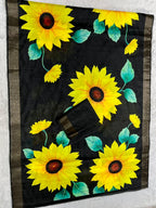 Aarini Tussar Feel Silk Saree – Midnight Sunflower