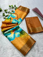 Aarini Tussar Feel Silk Saree – Amber Blossom