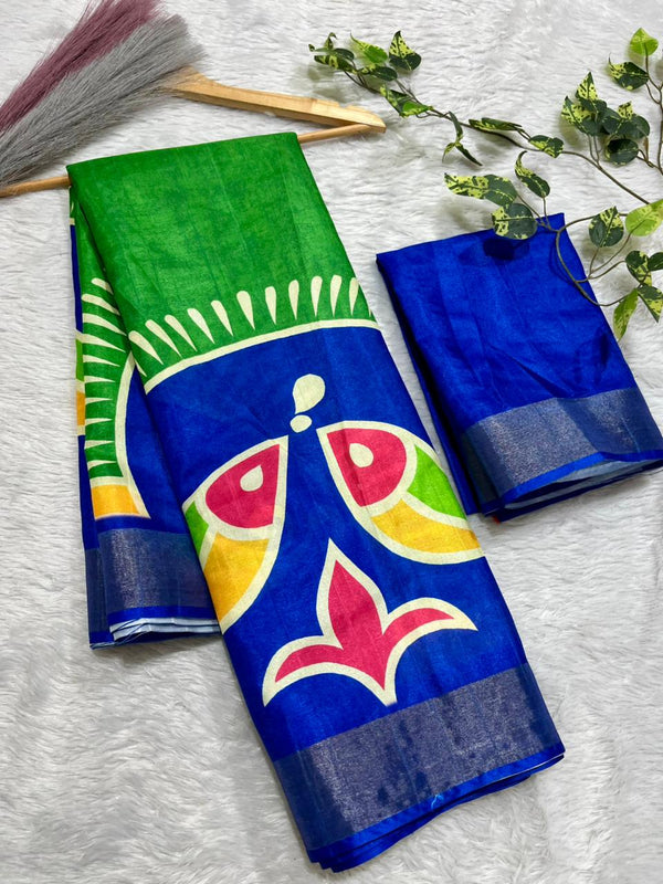 Aarini Tussar Feel Silk Saree – Royal Lotus Bloom