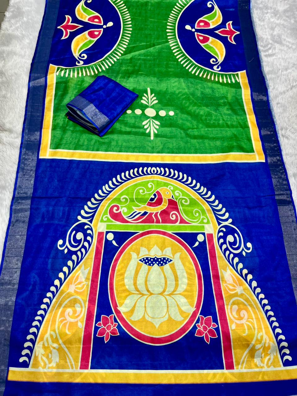 Aarini Tussar Feel Silk Saree – Royal Lotus Bloom