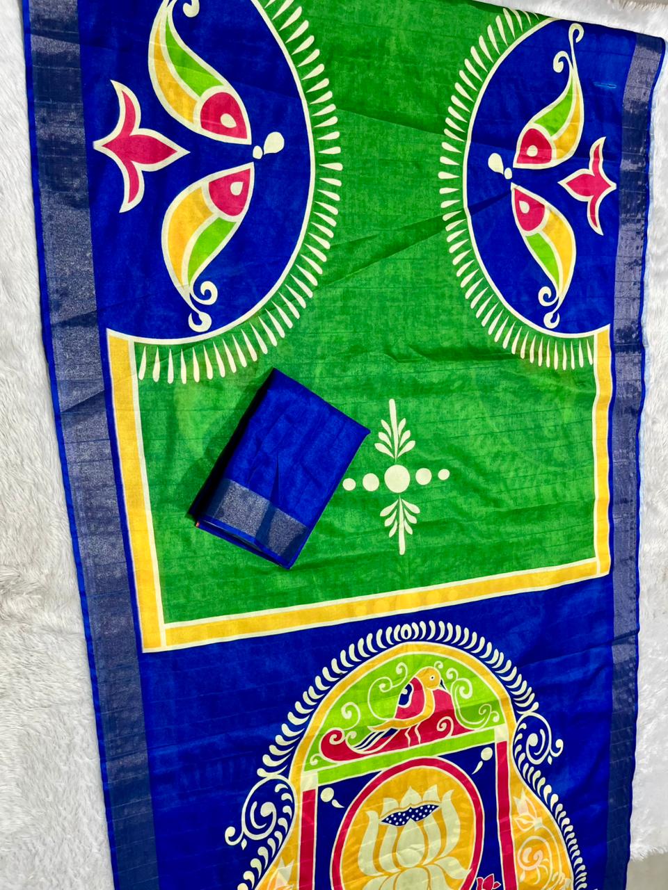 Aarini Tussar Feel Silk Saree – Royal Lotus Bloom